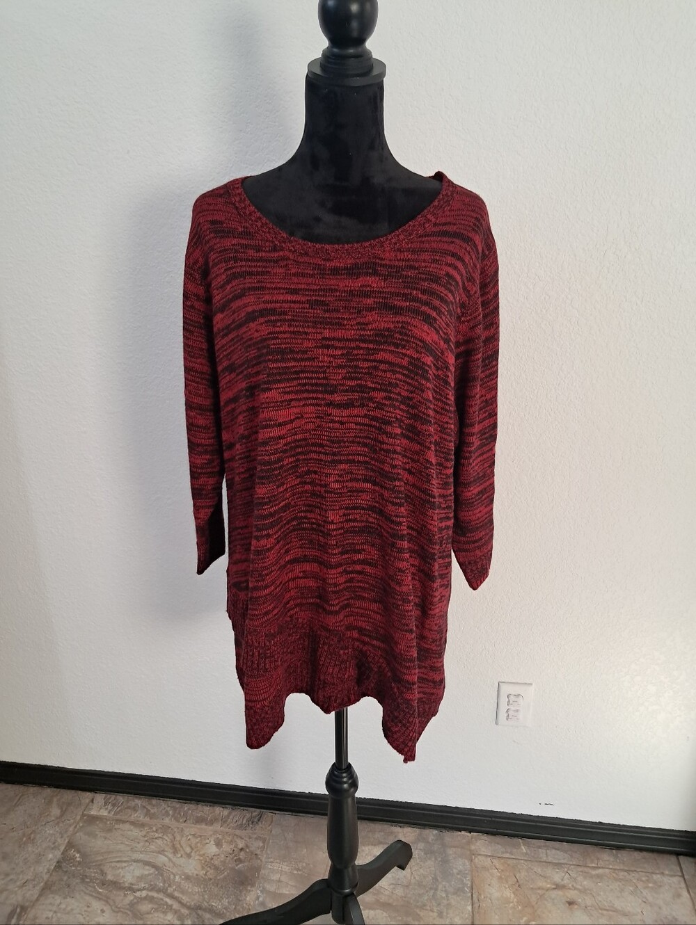 Croft And Barrow 3X Women's Knit Sweater Red Black Cozy Casual Holiday Classic